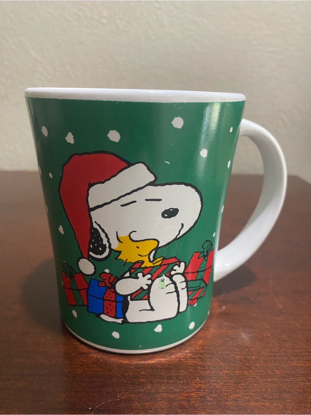 Vintage, Peanuts Ceramic Christmas Mug with Snoopy and Woodstock